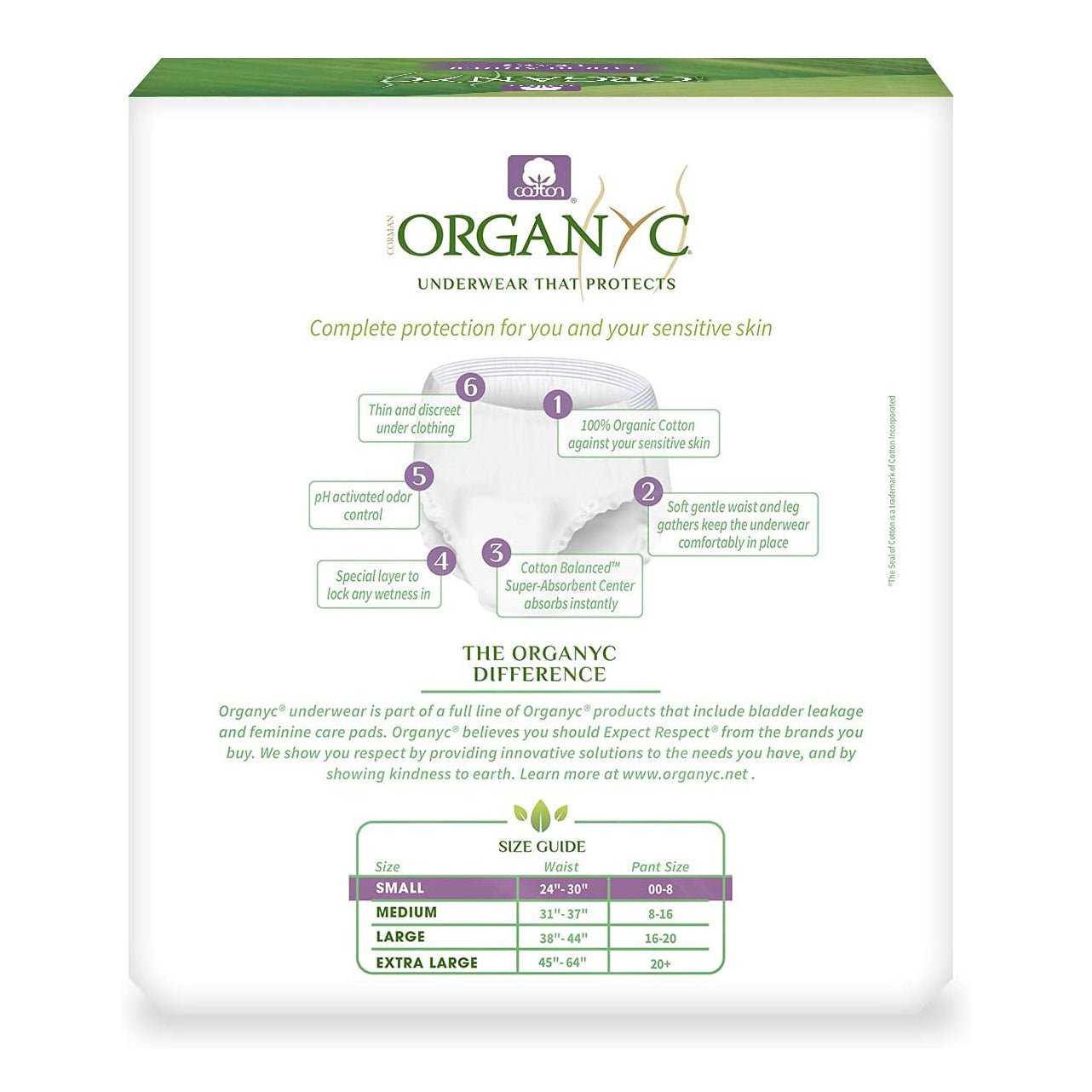 Organic Light Incontinence Underwear S 14 Pack - Organyc - Incontinence underwear - Eco Natural Products