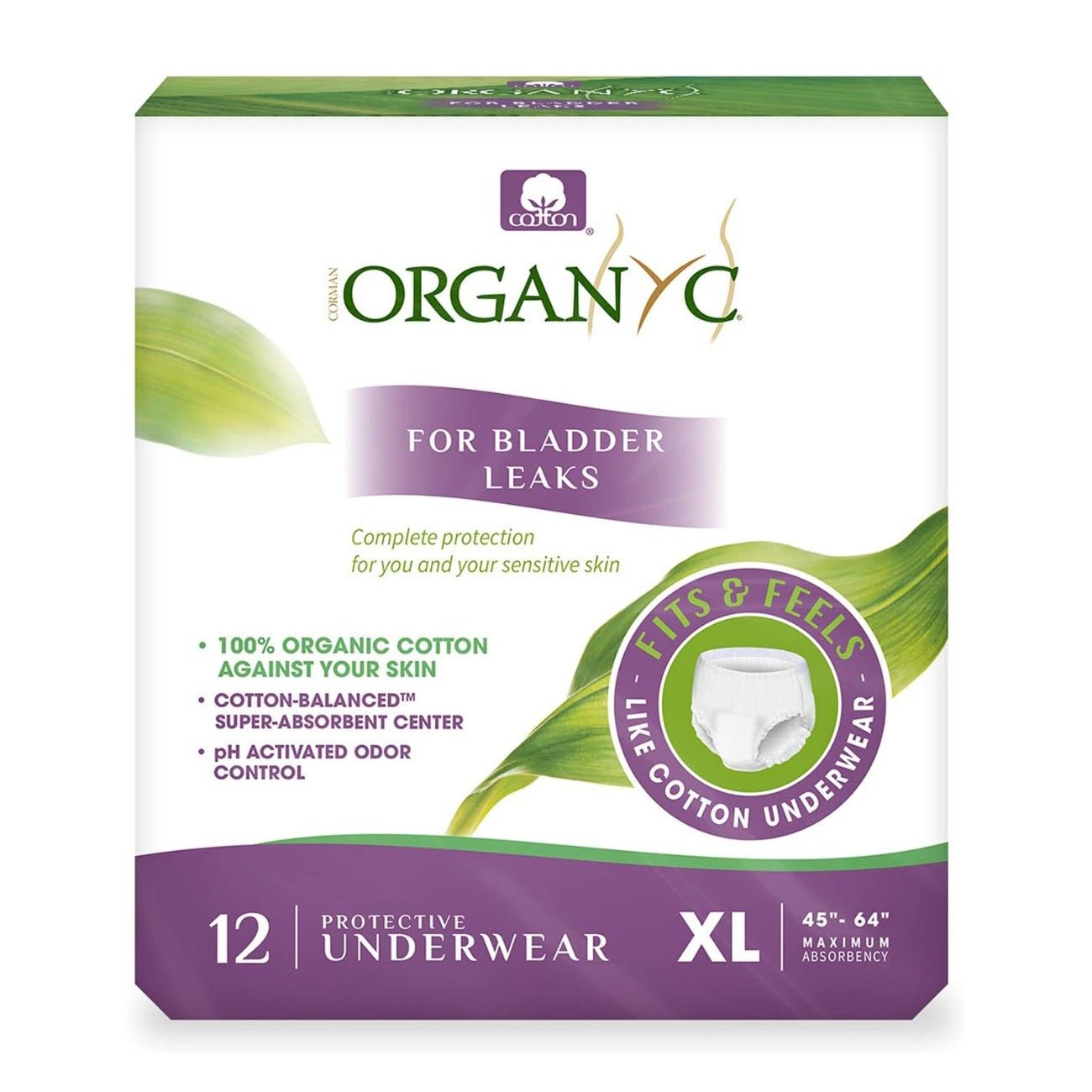 Organic Light Incontinence Underwear XL 12 Pack - Organyc - Incontinence underwear - Eco Natural Products