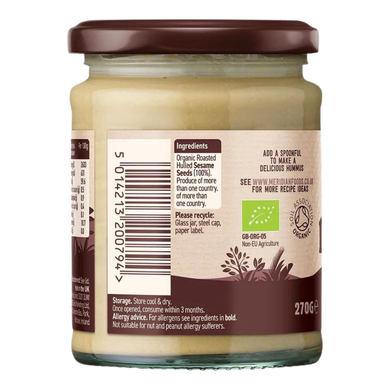 Organic Light Tahini 270g - Meridian - Spreads - Eco Natural Products