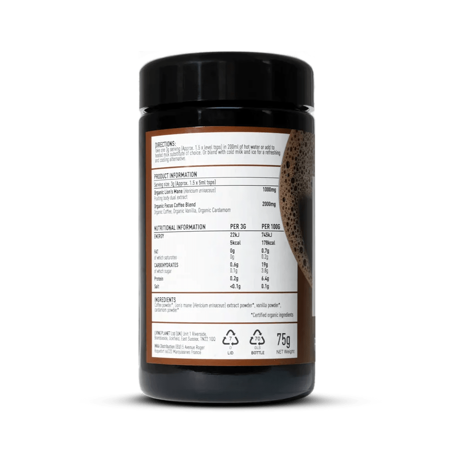 Organic Lionâ€™s Mane Focus Coffee 75g - Mushrooms 4 Life - Instant Coffee - Eco Natural Products