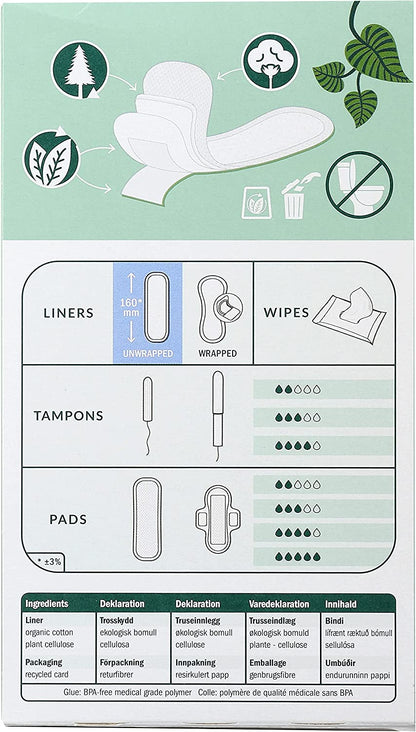 Organic Long Panty Liners 16 pcs - Natracare - Feminine Sanitary Supplies - Eco Natural Products