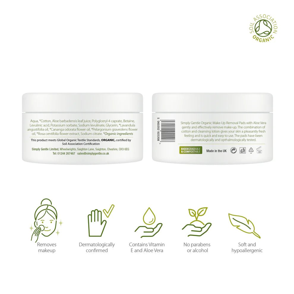 Organic Makeup Removal Pads 30's - Simply Gentle - Makeup Removal Pads - Eco Natural Products