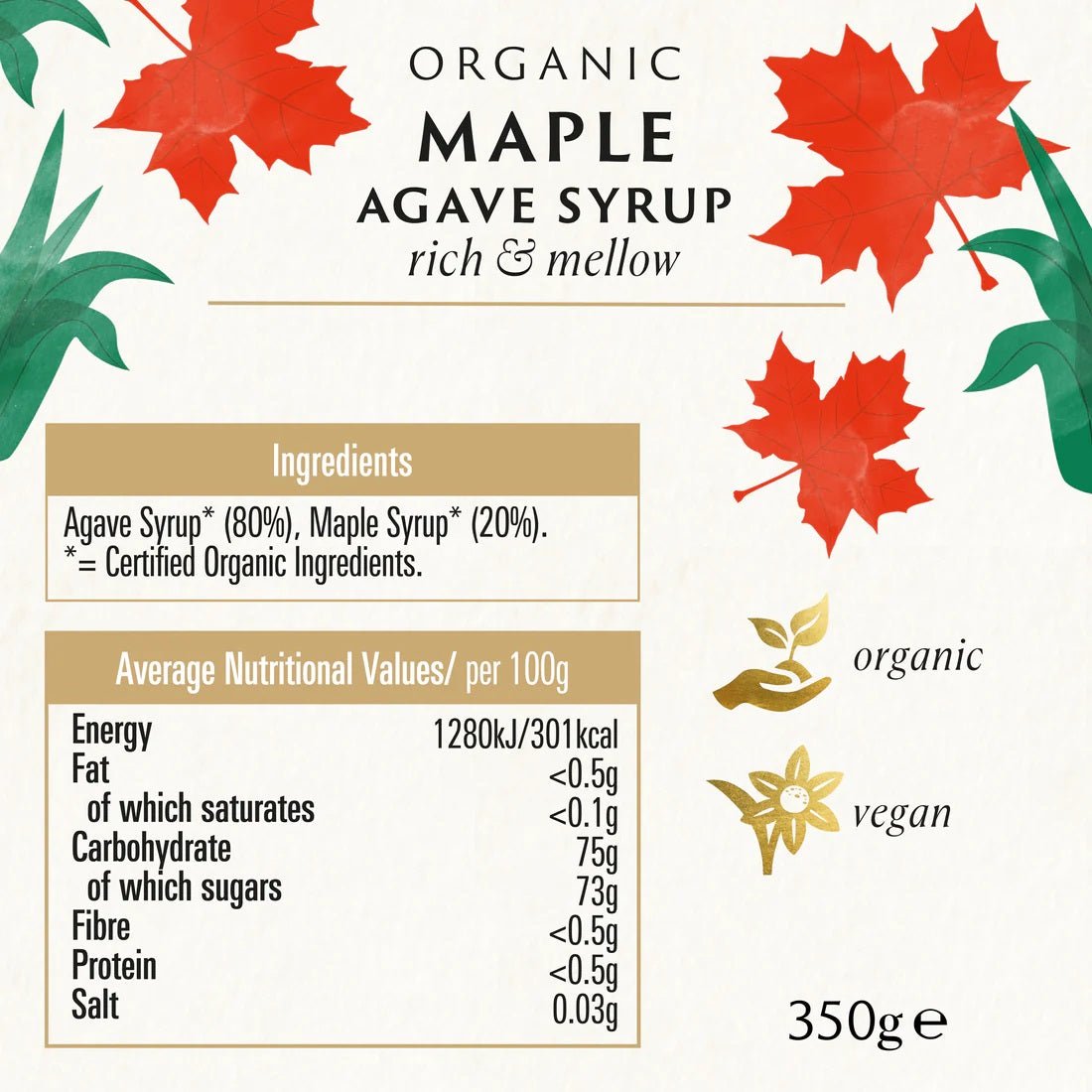 Organic Maple Agave Syrup Squeezy 350g - Biona - Syrup - Eco Natural Products