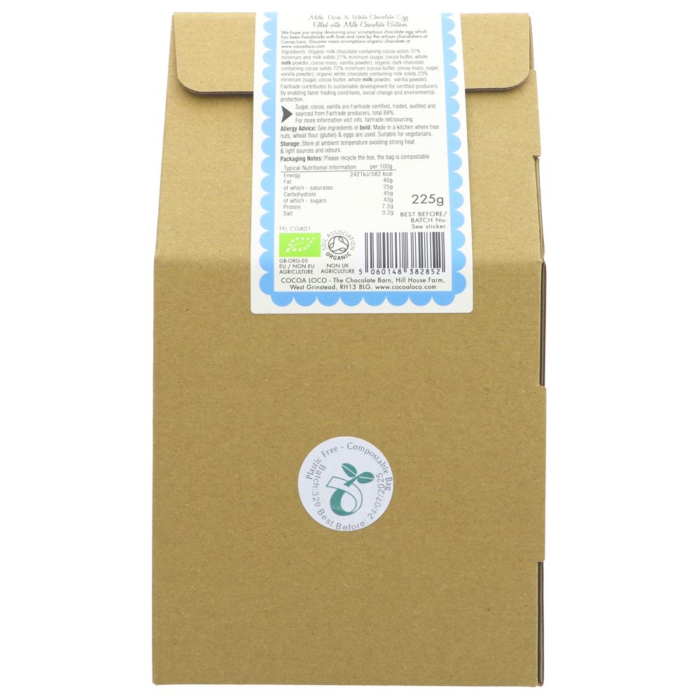 Organic Marbled Chocolate - filled with Milk Buttons Easter Egg 225g - Cocoa Loco - Chocolates - Cocoa Loco