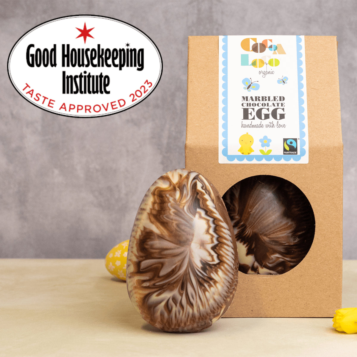 Organic Marbled Chocolate filled with Milk Buttons Easter Egg 225g - Cocoa Loco - Cocoa Loco