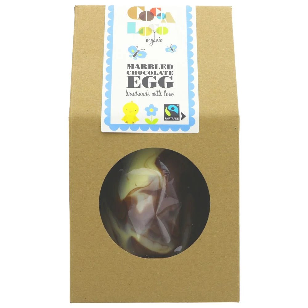 Organic Marbled Chocolate - filled with Milk Buttons Easter Egg 225g - Cocoa Loco - Chocolates - Cocoa Loco