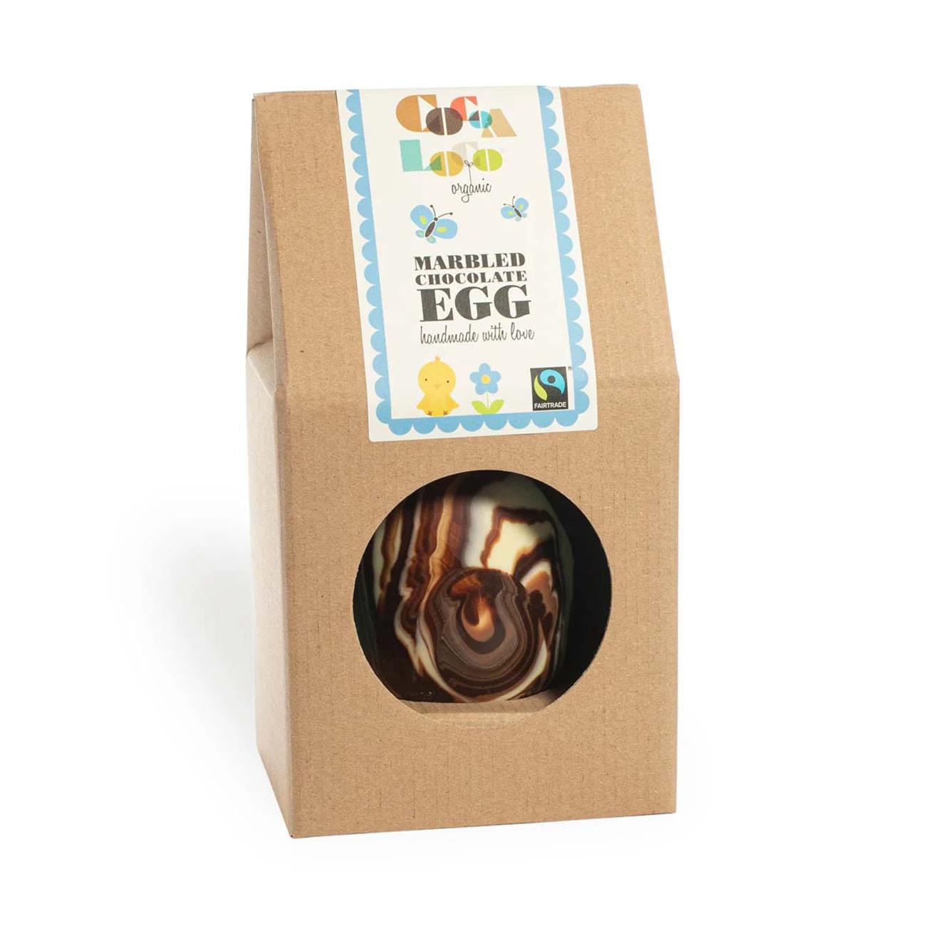 Organic Marbled Chocolate filled with Milk Buttons Easter Egg 225g - Cocoa Loco - Chocolates - Cocoa Loco