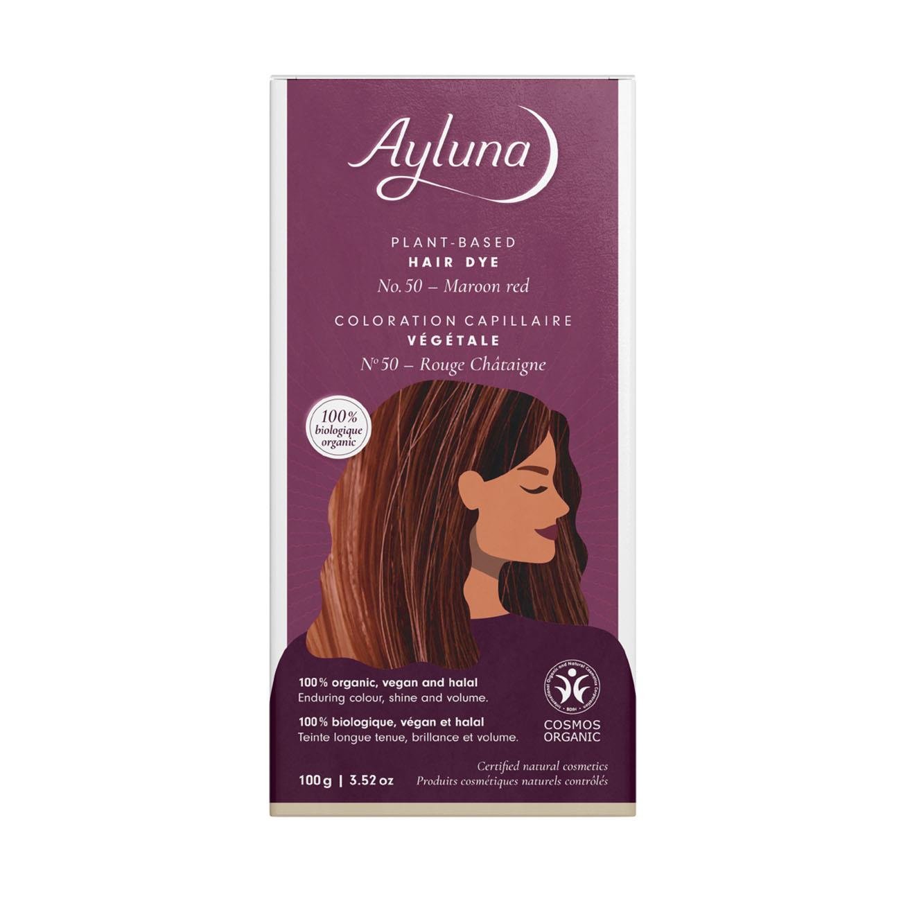 Organic Maroon Red No. 50 Plant - Based Hair Colour 100g - Ayluna - Hair Color - Eco Natural Products