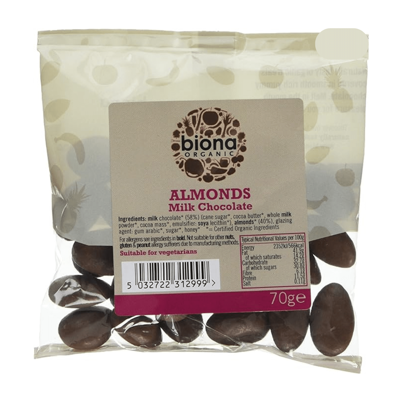 Organic Milk Chocolate Covered Almonds 70g - Biona - Nuts - Eco Natural Products