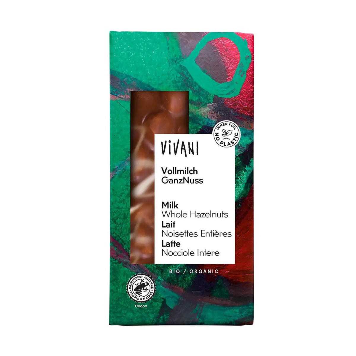 Organic Milk Chocolate Whole Hazelnuts 100g - Vivani - Chocolate Bar - Eco Natural Products