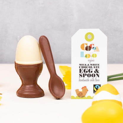 Organic Milk & White Chocolate Egg & Spoon Easter 100g - Cocoa Loco - Cocoa Loco