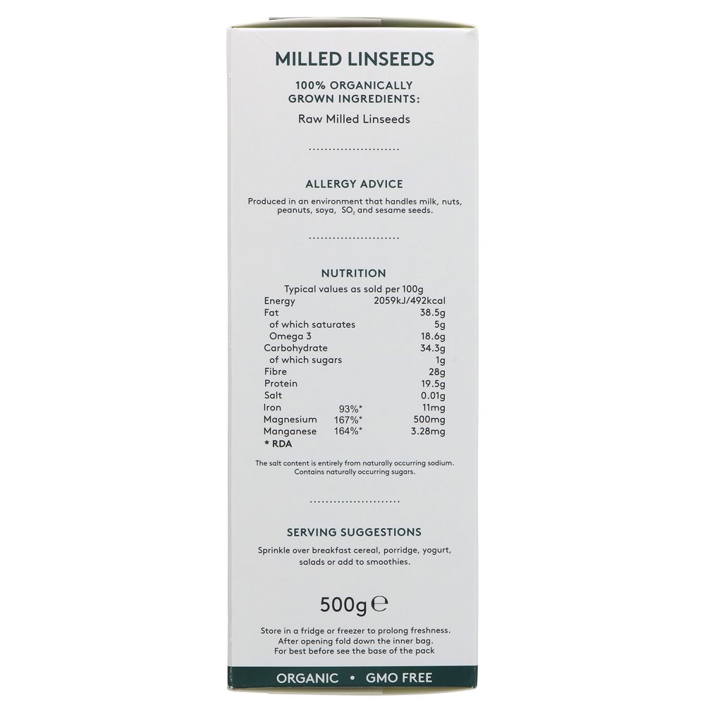 Organic Milled Linseeds Raw 500g [BLACK FRIDAY] - Eco Natural Products - Alara - Milled Linseeds