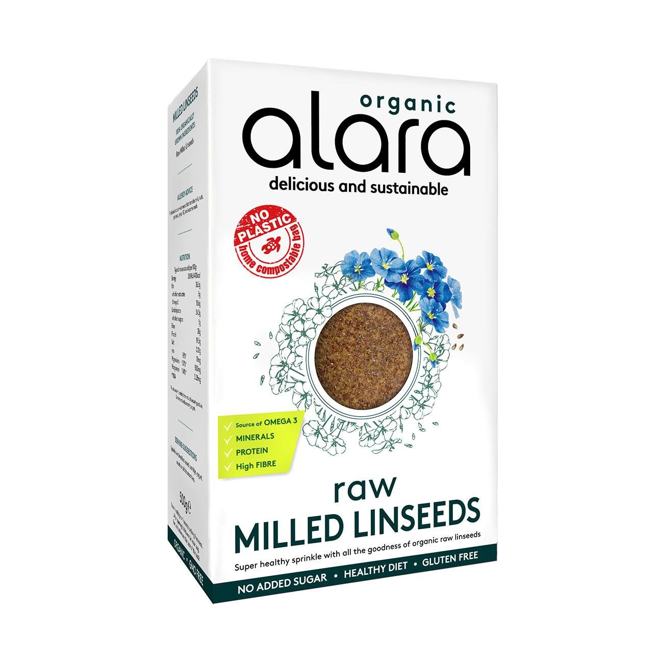 Organic Milled Linseeds Raw 500g - Alara - Milled Linseeds - Eco Natural Products