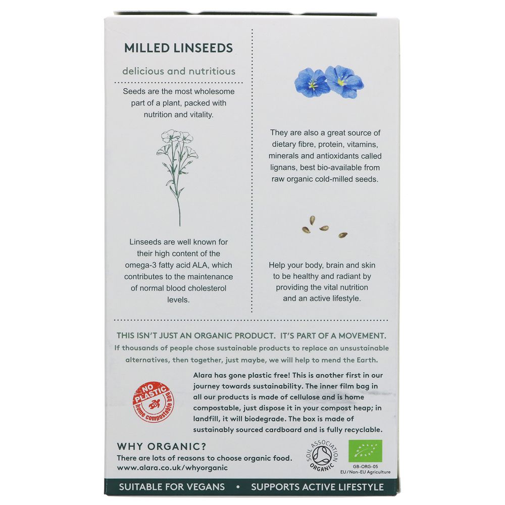 Organic Milled Linseeds Raw 500g [BLACK FRIDAY] - Eco Natural Products - Alara - Milled Linseeds