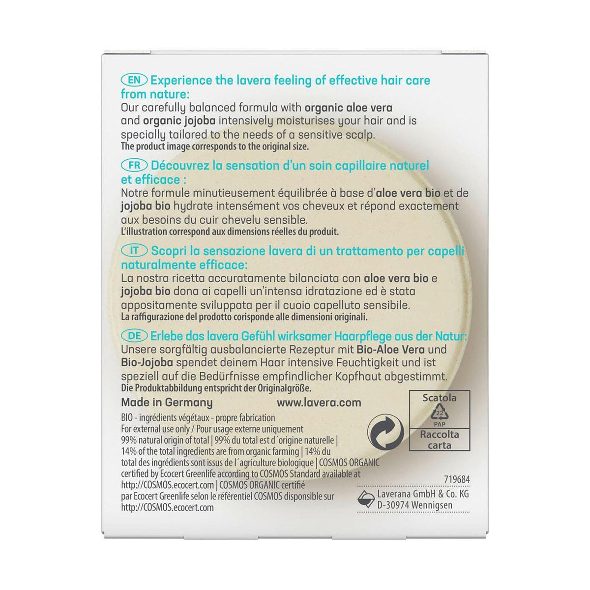 Organic Moisture & Care Shampoo Bar New 50g BBE 05.2026 - Lavera - Shampoo bar - Lavera