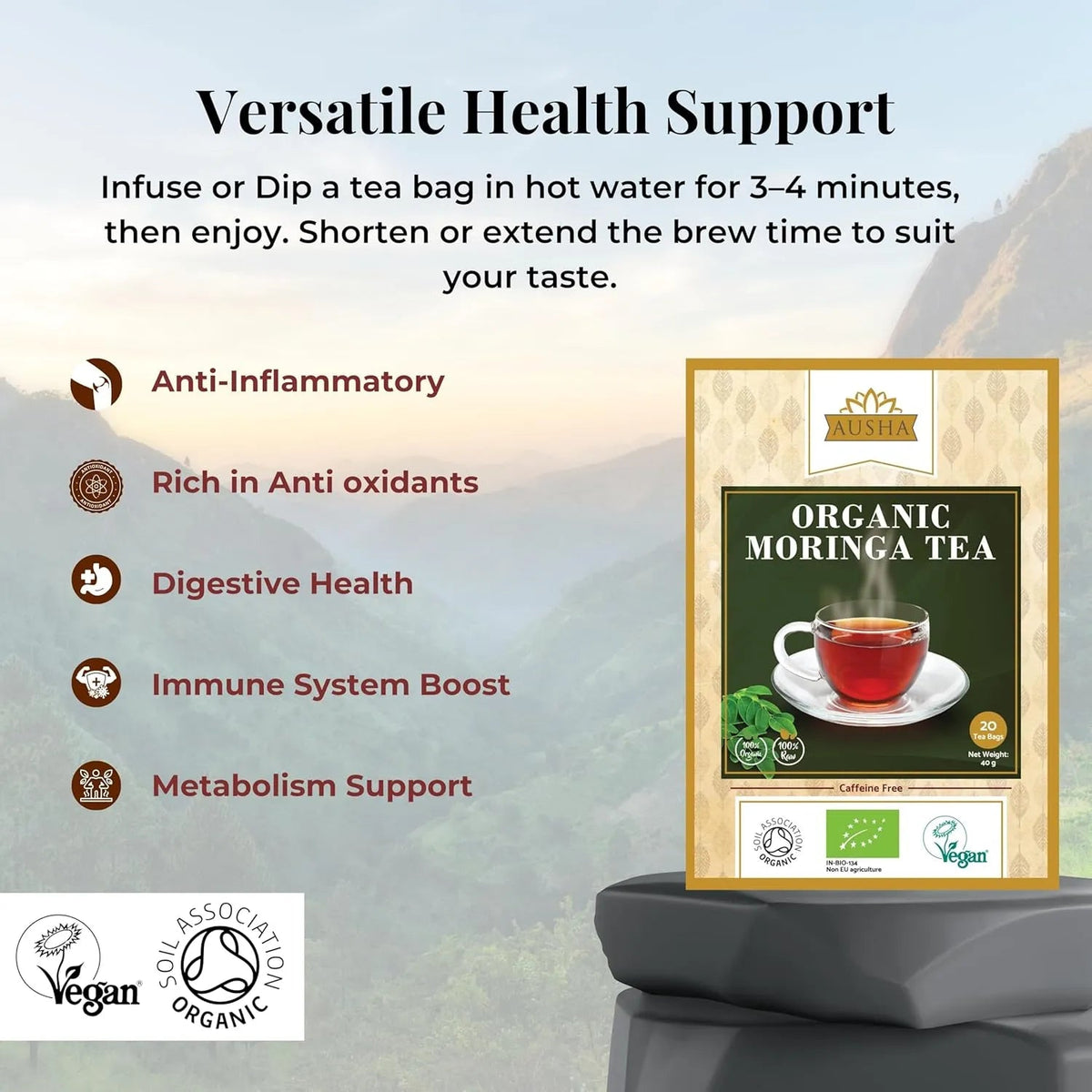 Organic Moringa Herbal Infusion Tea 20 Bags - Ausha - Teas - Ausha