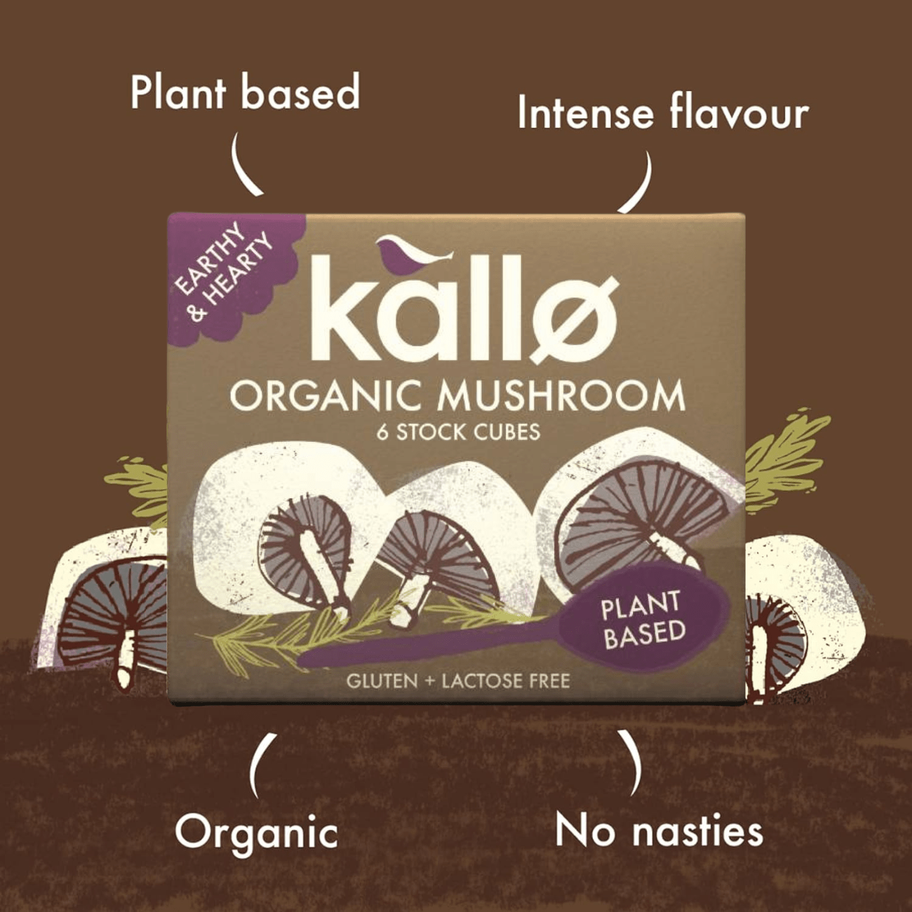 Organic Mushroom Stock 6 Cubes - Kallo - Herbs & Spices - Kallo