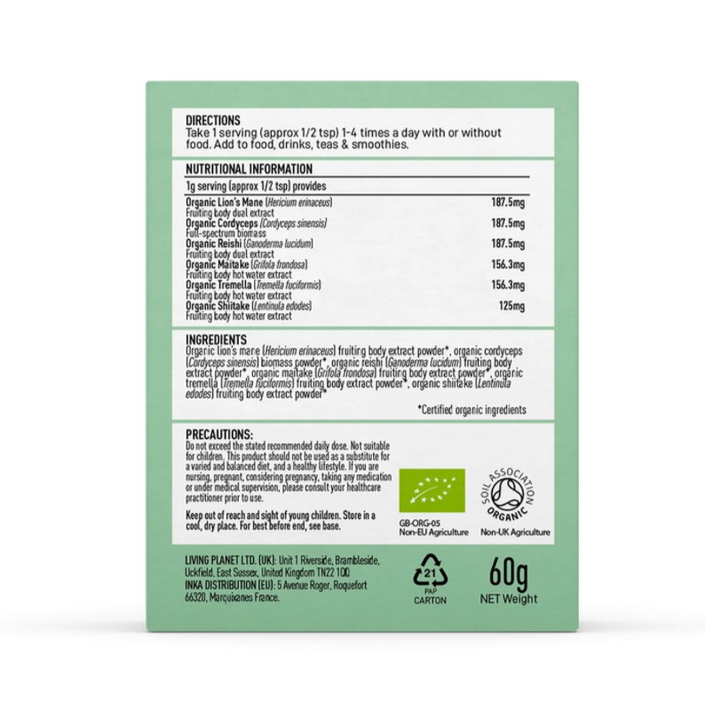 Organic Myco Synergy 60g - Mushrooms 4 Life - Food Supplement - Eco Natural Products