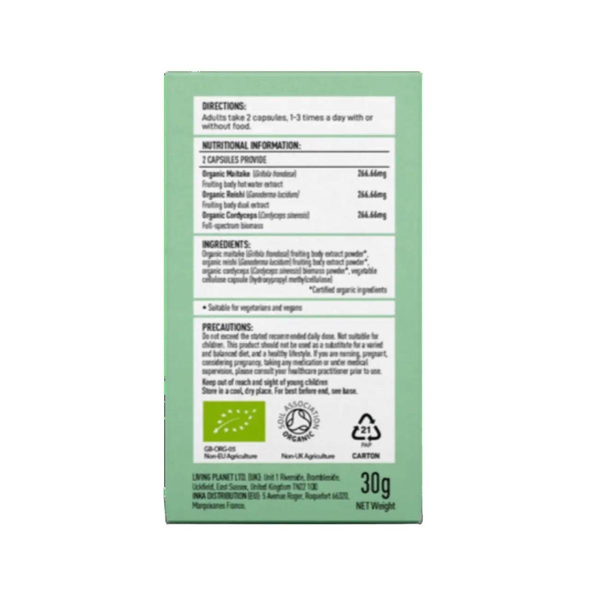 Organic Mycomplex 60 Capsules - Mushrooms 4 Life - Herbal Supplements - Mushrooms 4 Life