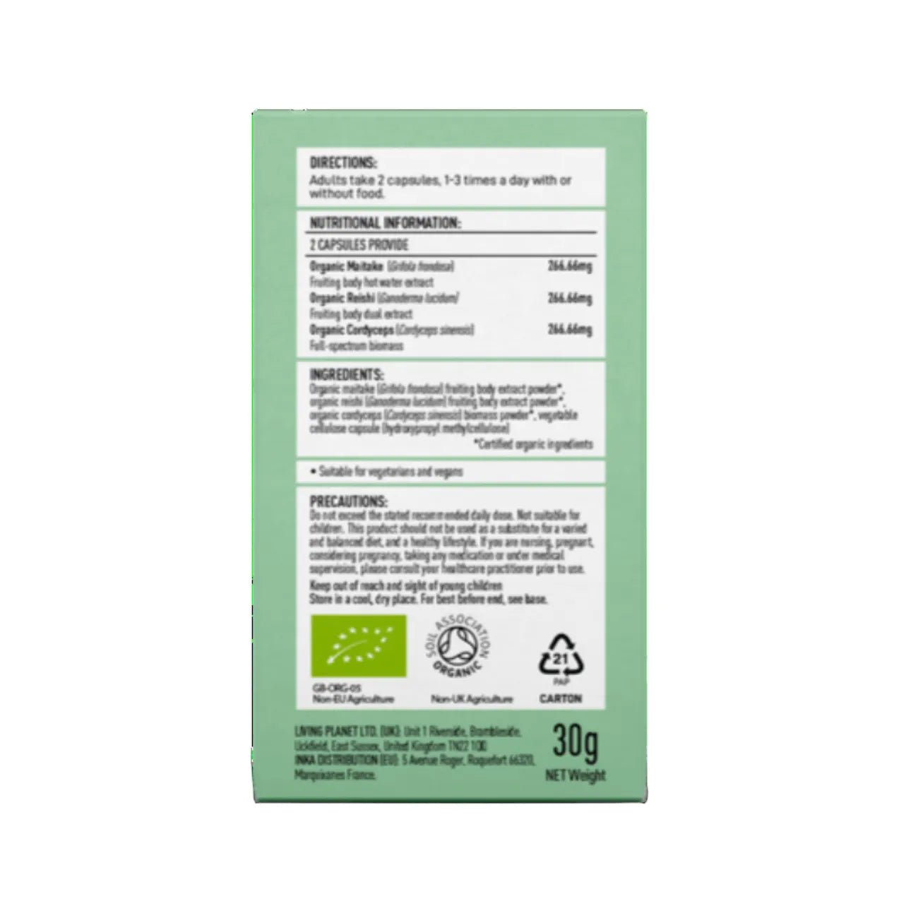 Organic Mycomplex 60 Capsules - Mushrooms 4 Life - Herbal Supplements - Mushrooms 4 Life