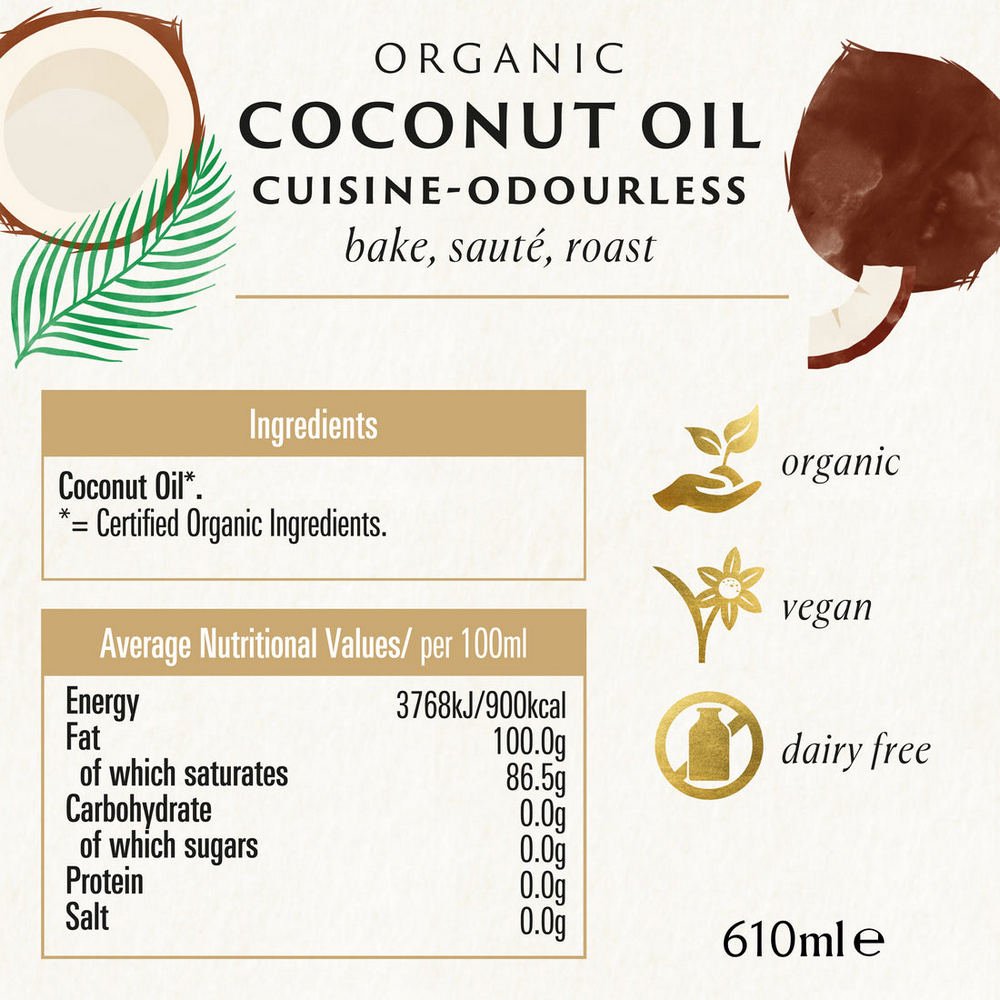 Organic Odourless Coconut Oil 610ml - Biona - Coconut Oil - Eco Natural Products