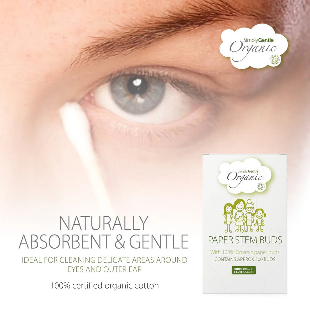 Organic Paper Stem Buds 200's - Simply Gentle - Cotton Buds - Eco Natural Products