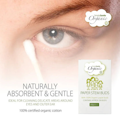 Organic Paper Stem Buds 200's - Simply Gentle - Cotton Buds - Eco Natural Products