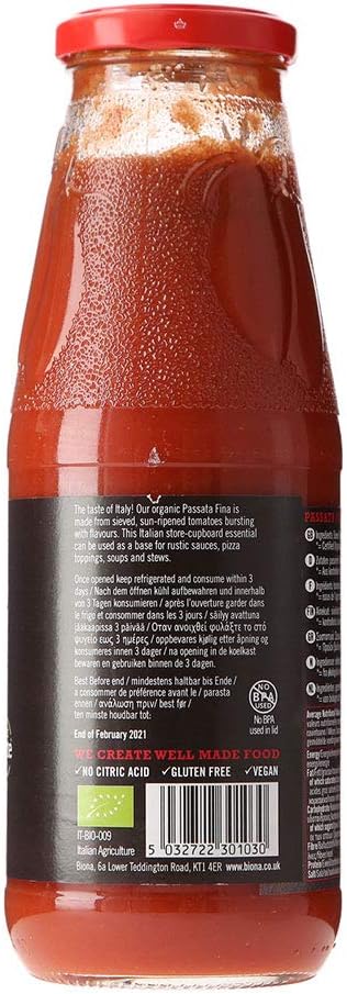 Organic Passata Fina 700g - Biona - Pasta Sauce - Eco Natural Products