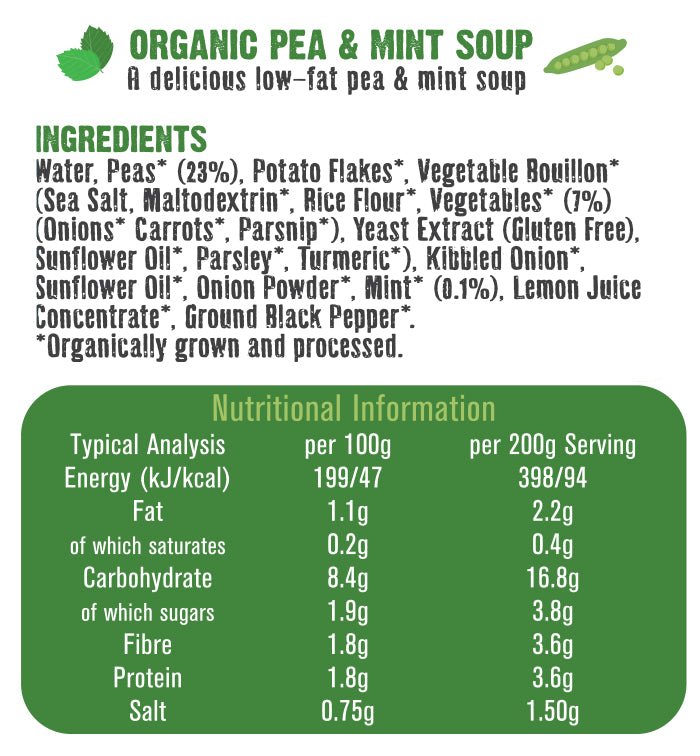 Organic Pea and Mint Soup 400g - Free & Easy - Soups & Broths - Eco Natural Products