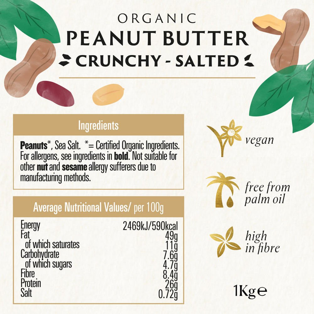 Organic Peanut Butter Crunchy 1kg - Biona - Peanut Butter - Eco Natural Products