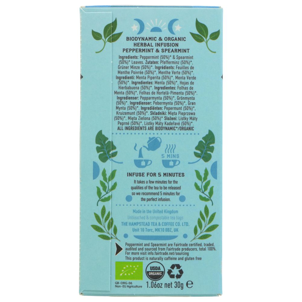 Organic Peppermint & Spearmint Herbal Infusion 20 bags - Hampstead Tea - Hebal infusion - Eco Natural Products