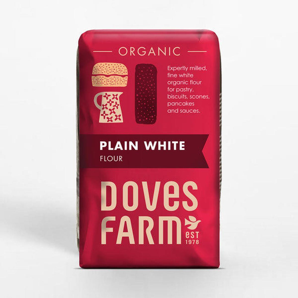 Organic Plain White Flour 1kg BBE 06.03.2026 - Doves Farm - Doves Farm