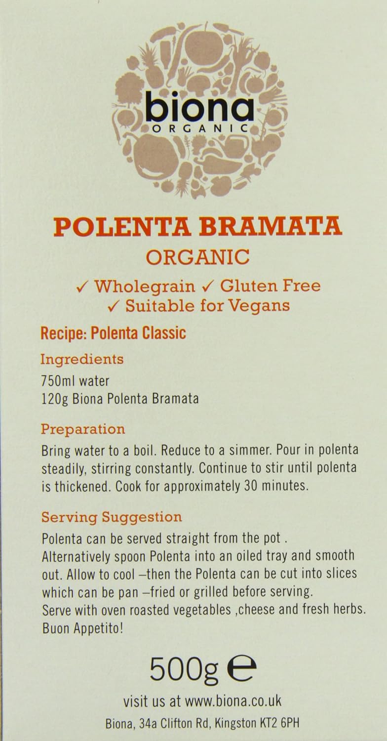 Organic Polenta Bramata 500g - Biona - For Baking - Eco Natural Products