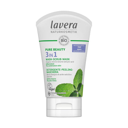 Organic Pure Beauty 3 In 1 Wash Scrub Mask 125ml - Lavera - 3 In 1 Wash Scrub Mask - Eco Natural Products