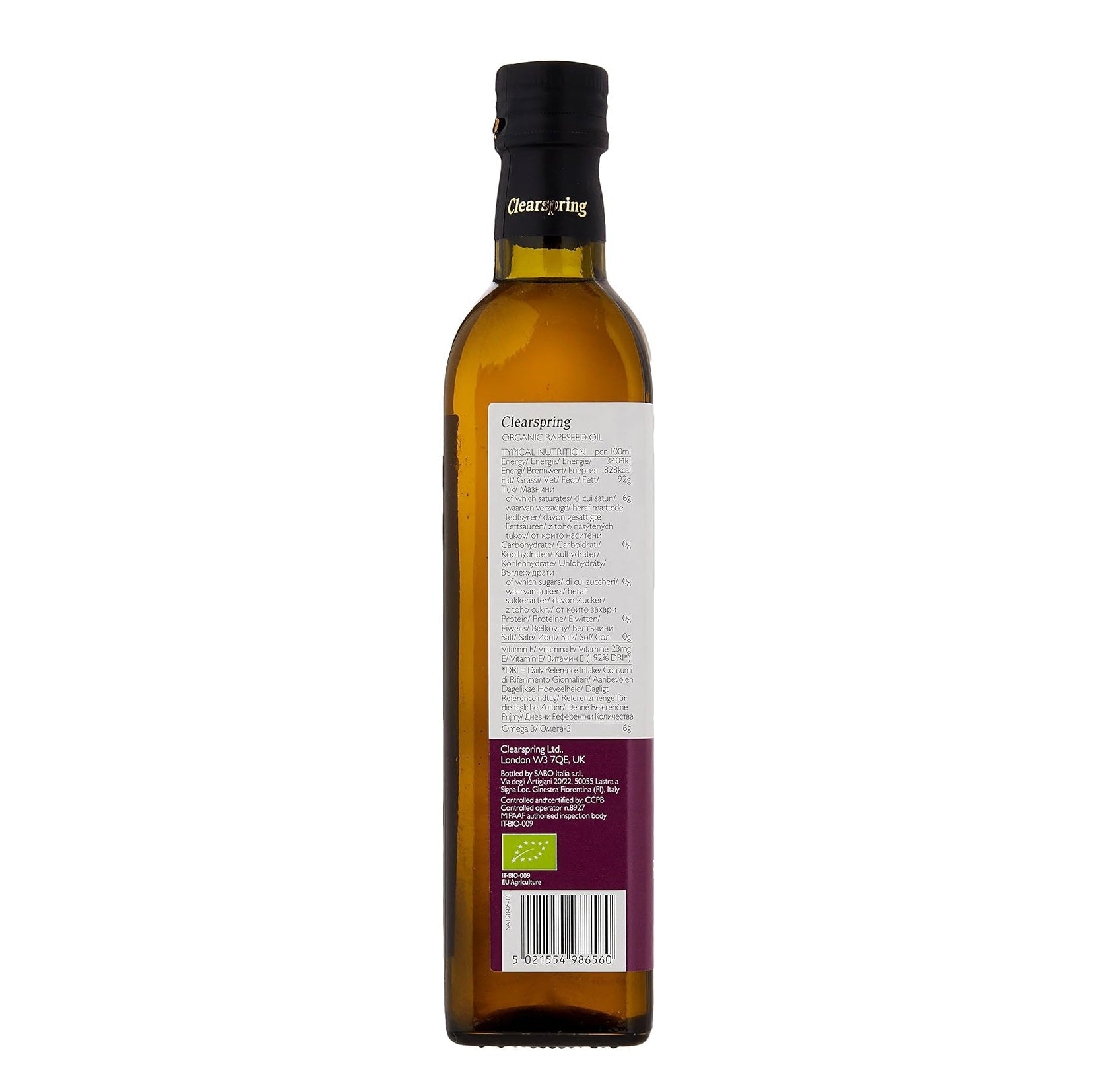 Organic Rapeseed Cold Pressed Oil 500ml - Clearspring - Oil - Eco Natural Products