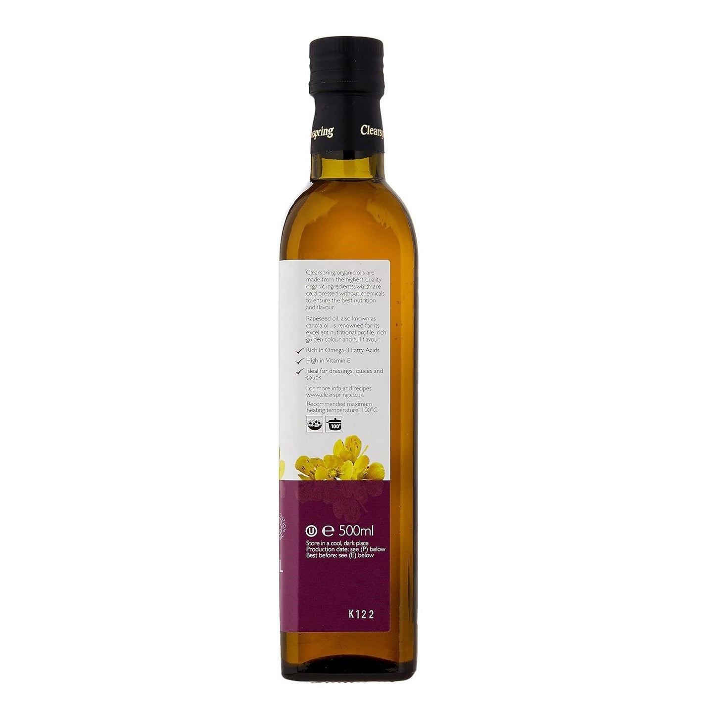 Organic Rapeseed Cold Pressed Oil 500ml - Clearspring - Oil - Eco Natural Products