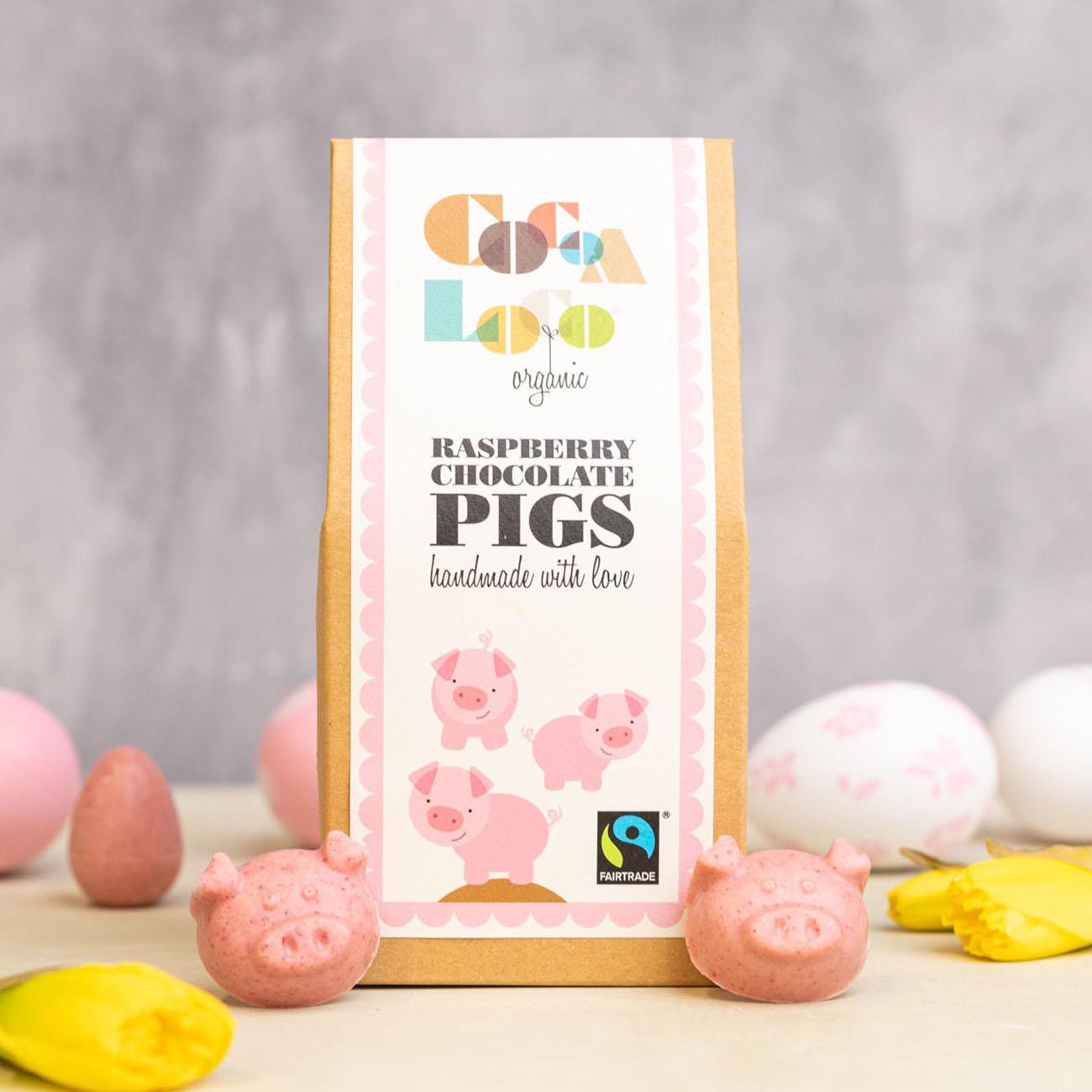 Organic Raspberry Chocolate Pigs Easter 100g - Cocoa Loco - Cocoa Loco