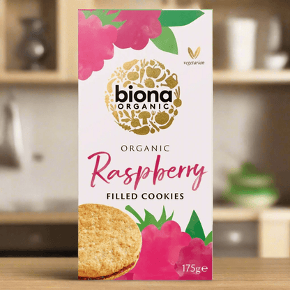 Organic Raspberry Filled Cookies 175g - Biona - Cookies - Eco Natural Products