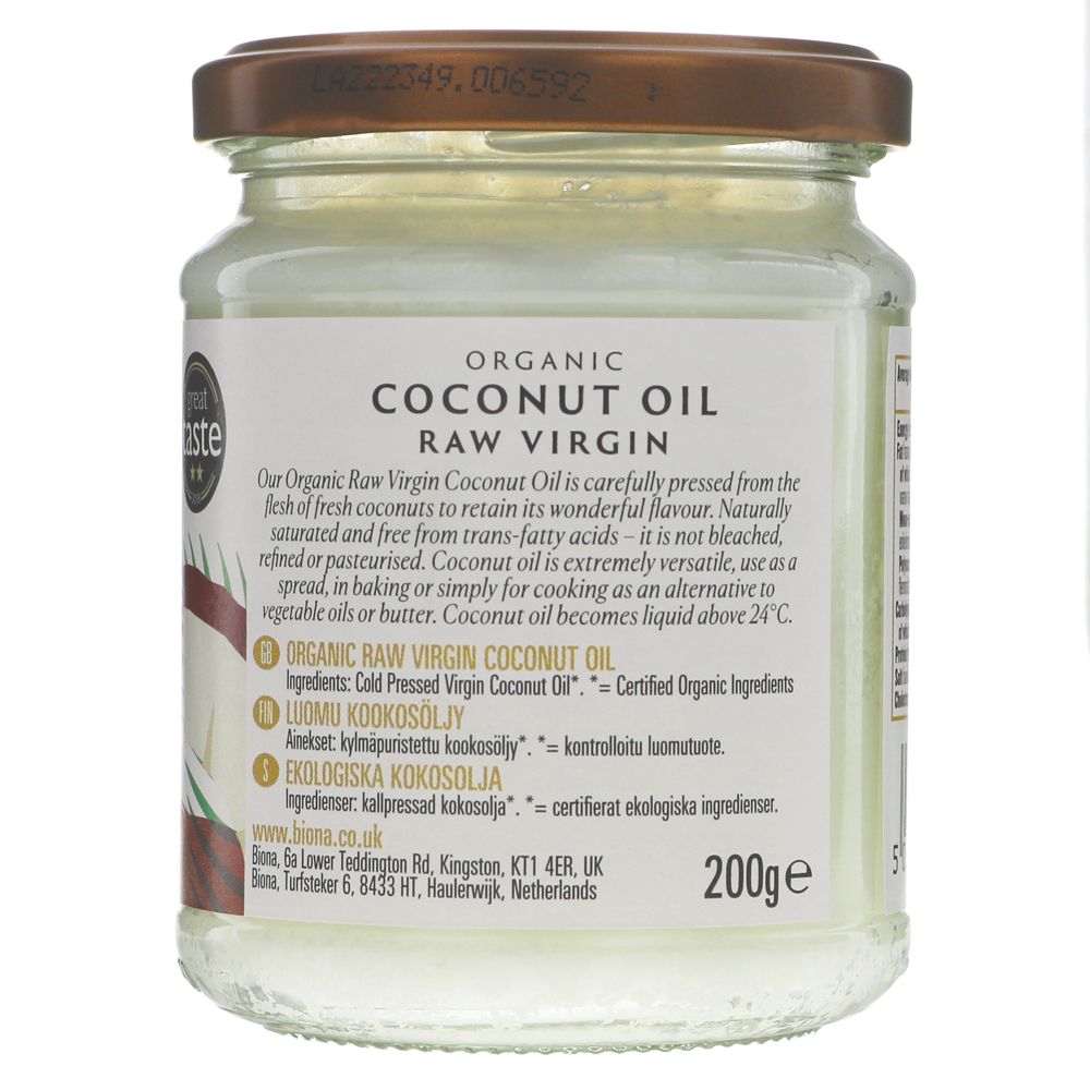 Organic Raw Virgin Coconut Oil 200g - Biona - Coconut Oil - Eco Natural Products