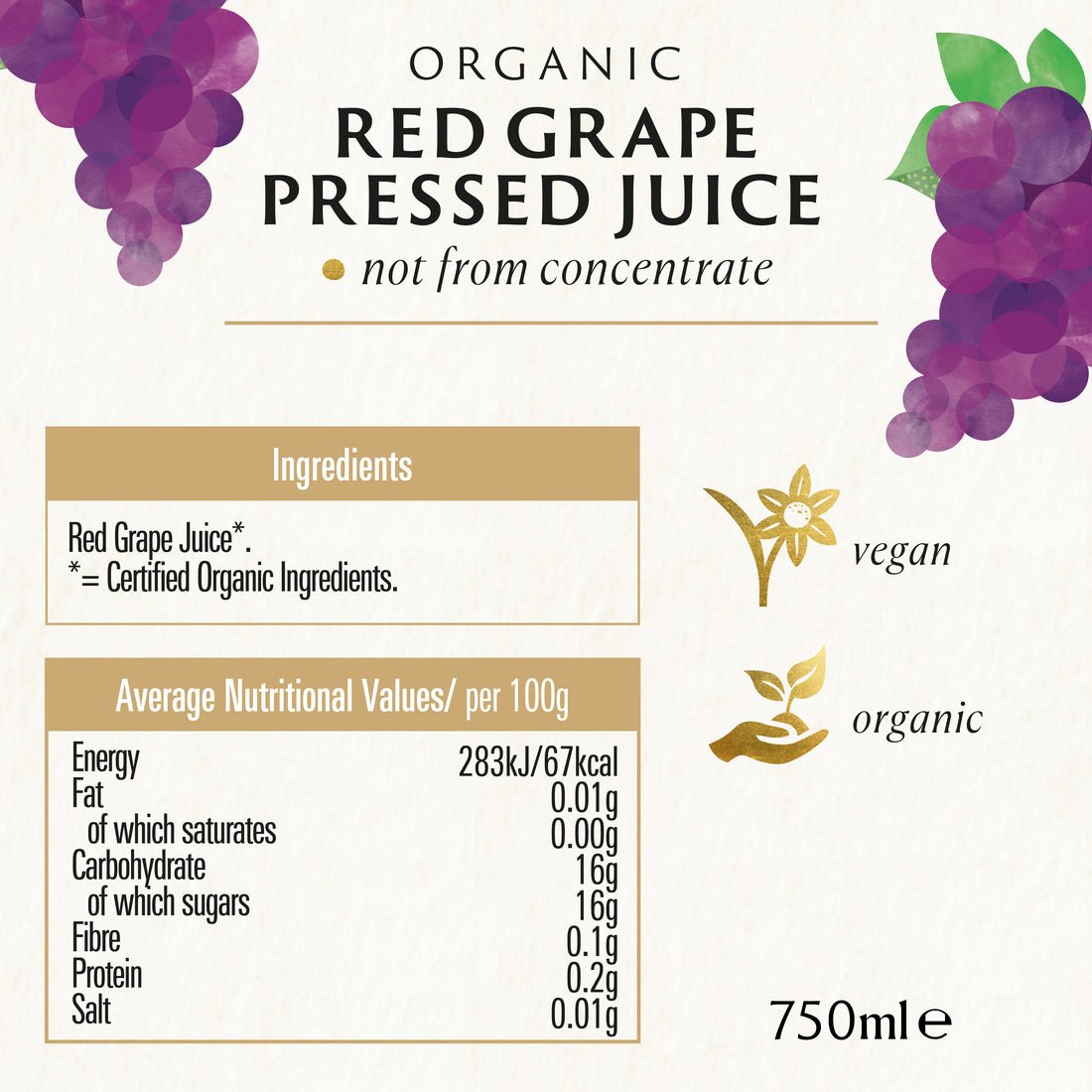 Organic Red Grape Juice Pressed 750ml - Biona - Juice - Eco Natural Products