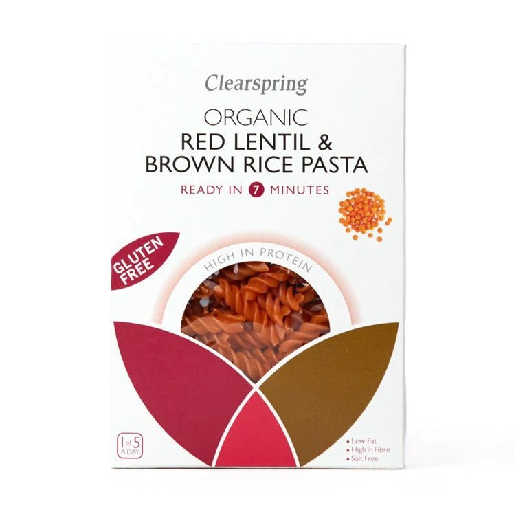 Organic Red Lentil & Brown Rice Gluten Free Pasta Fusilli 250g - Clearspring - Pasta - Eco Natural Products