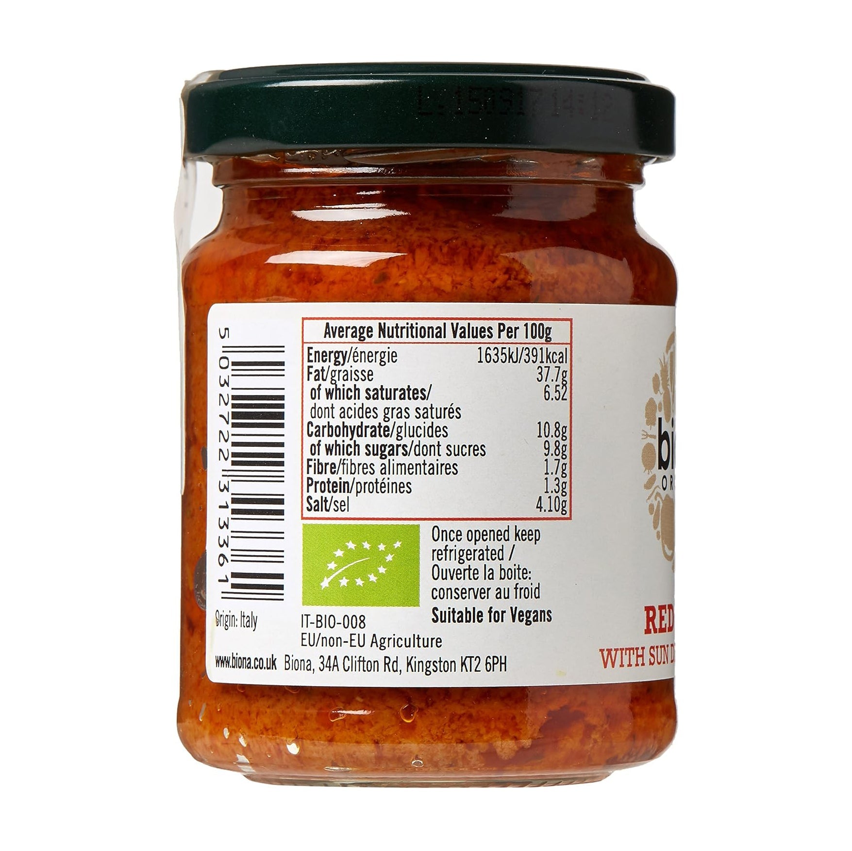 Organic Red Pesto 120g - Biona - Pasta Sauce - Eco Natural Products