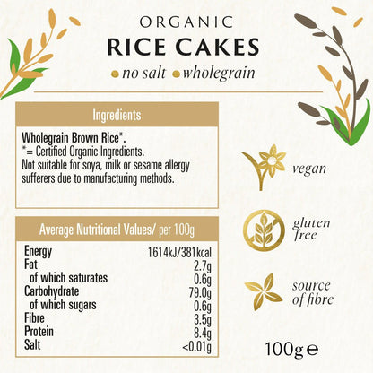 Organic Rice Cakes No Salt 100g - Biona - Rice Crackers - Eco Natural Products