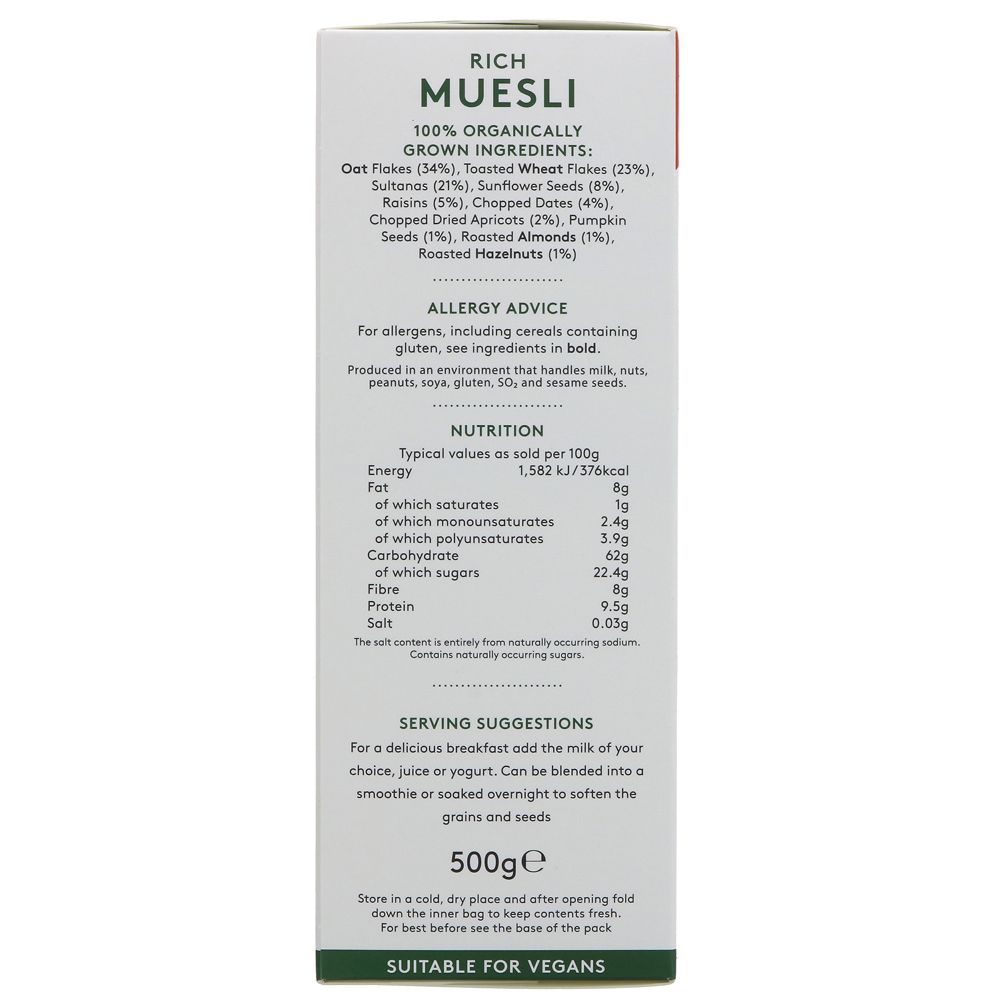 Organic Rich Muesli 500g - Alara - Muesli - Eco Natural Products
