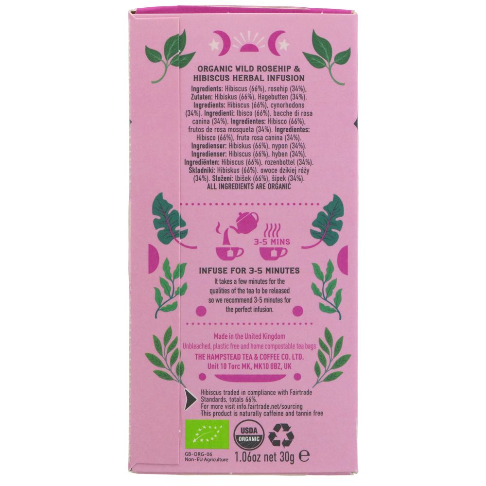 Organic Rosehip & Hibiscus Herbal Infusion 20 bags - Hampstead Tea - Hebal infusion - Eco Natural Products