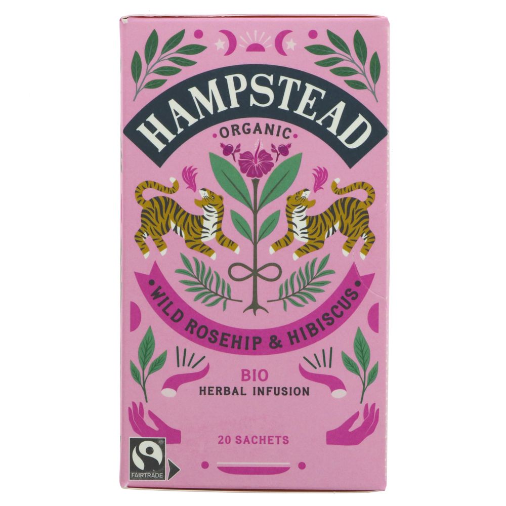 Organic Rosehip & Hibiscus Herbal Infusion 20 bags - Hampstead Tea - Hebal infusion - Eco Natural Products