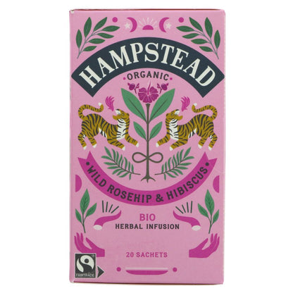 Organic Rosehip & Hibiscus Herbal Infusion 20 bags - Hampstead Tea - Hebal infusion - Eco Natural Products