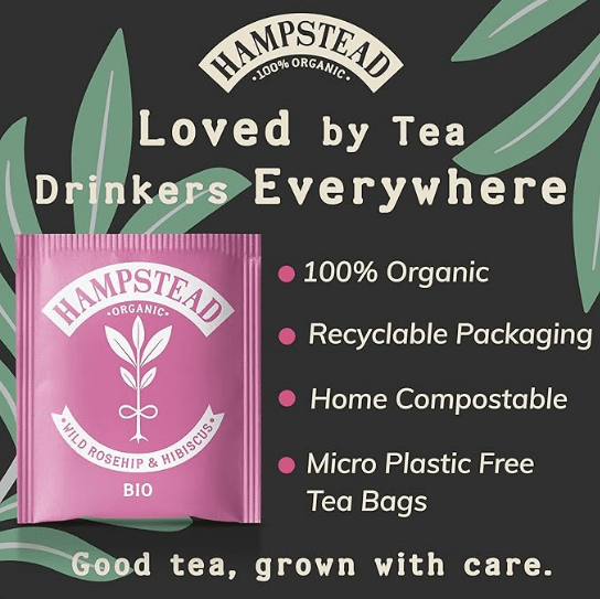 Organic Rosehip & Hibiscus Herbal Infusion 20 Bags - Hampstead Tea - Hebal Infusion - Hampstead Tea