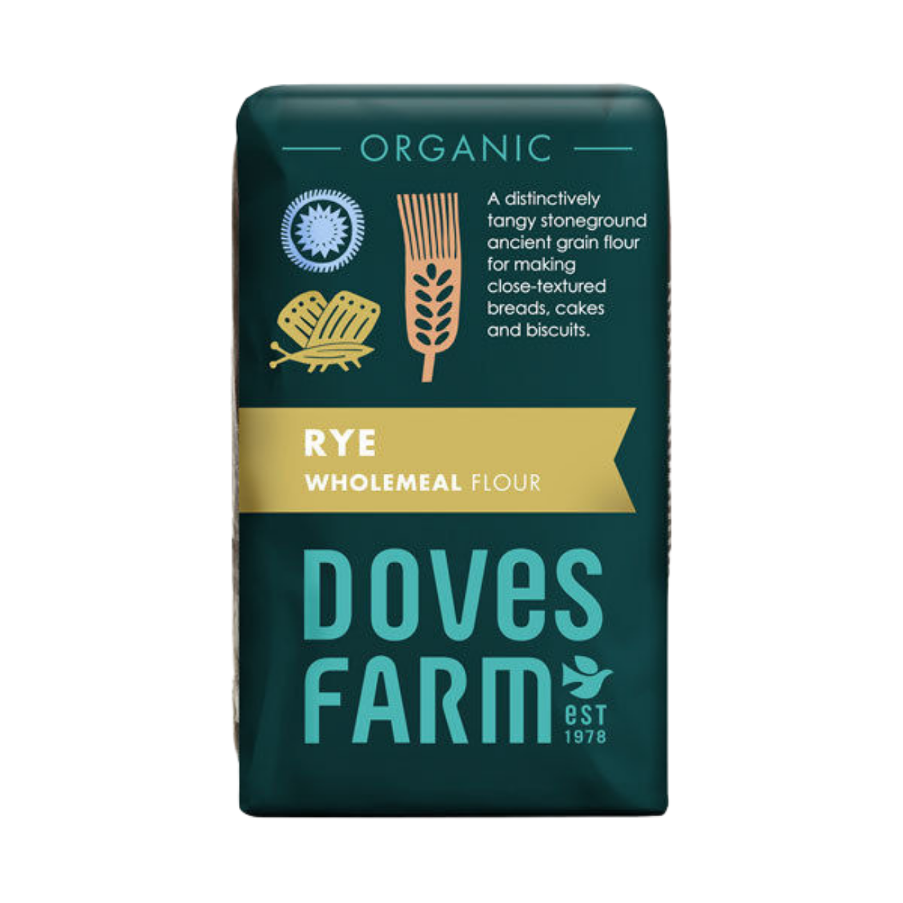Organic Rye Wholemeal Flour 1kg - Doves Farm - Flour - Eco Natural Products