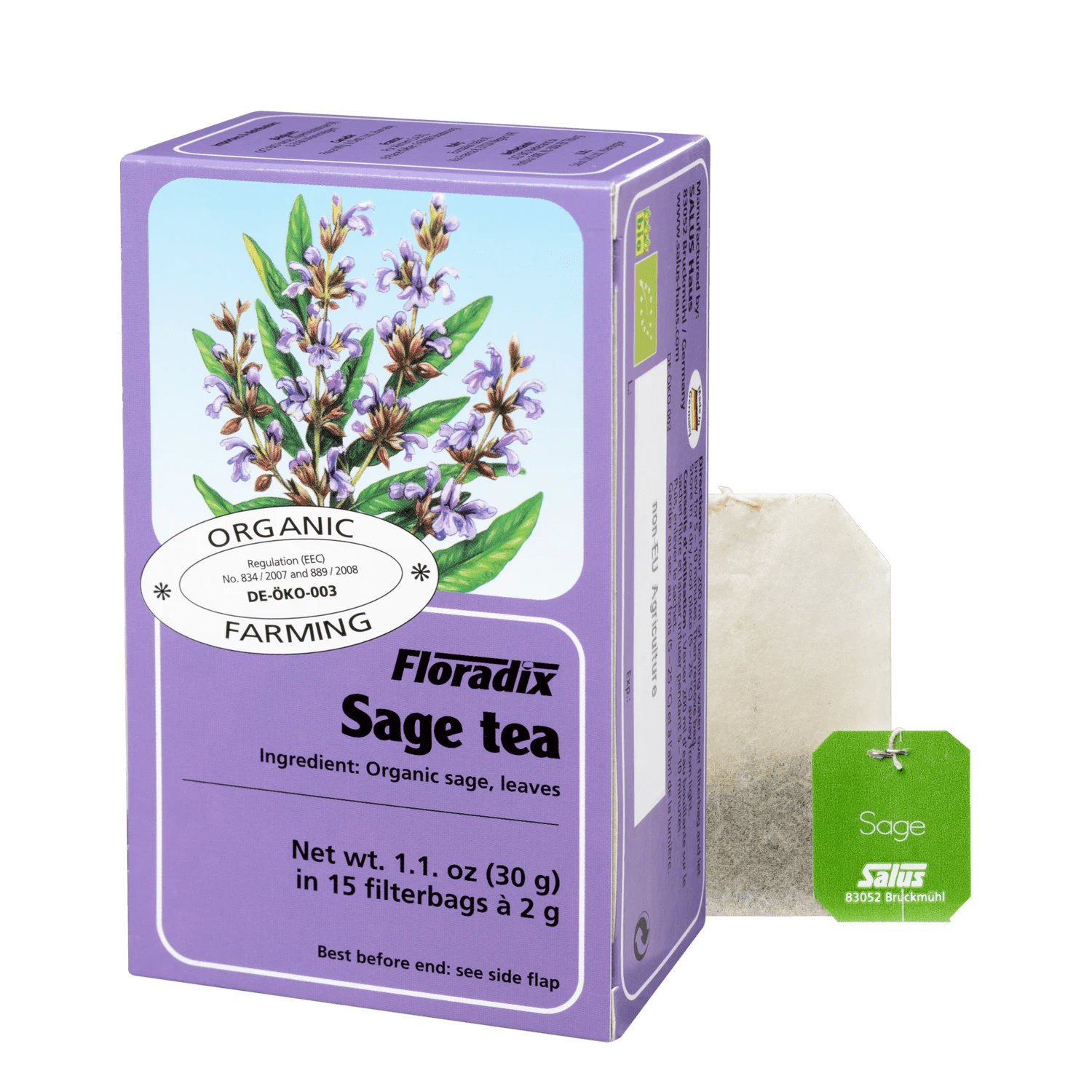 Organic Sage Herbal Tea 15 Bags [BLACK FRIDAY] - Eco Natural Products - Floradix - Herbal tea